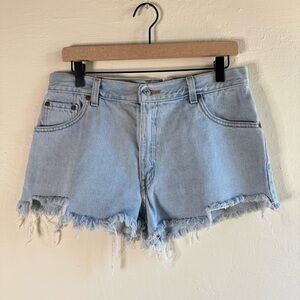 Levi's high rise denim shorties light blue distressed size 12 miss
